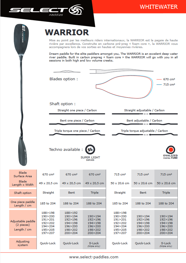Select - Warrior - Adj. Ergo Paddle