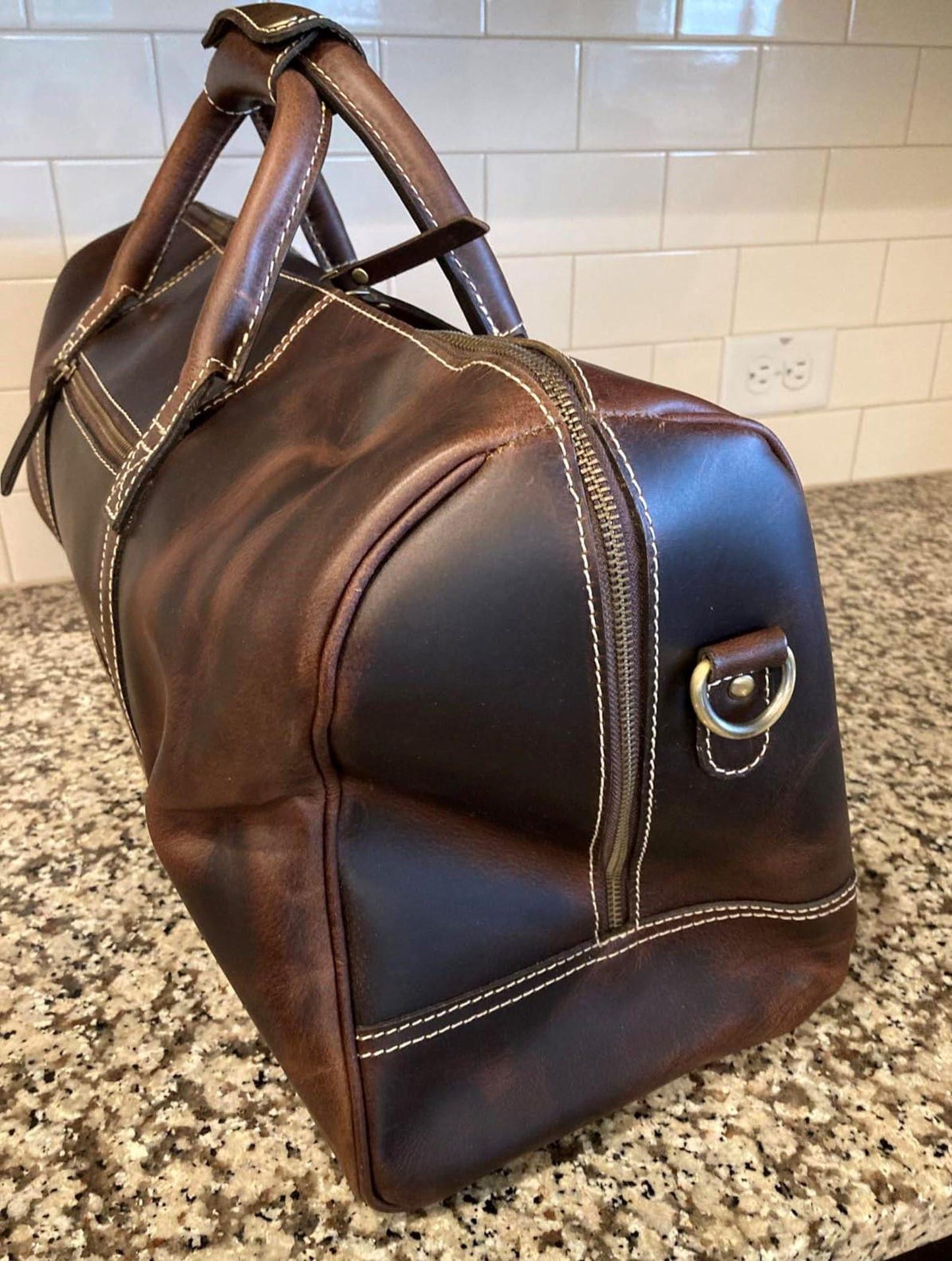 Handmade leather duffle bag,studded weekender,travel overnight bag,men's women's carry-on