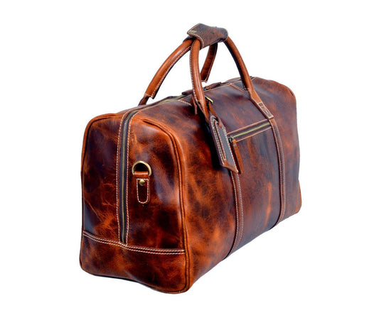 Handmade leather duffle bag,studded weekender,travel overnight bag,men's women's carry-on