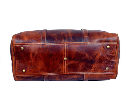 Handmade leather duffle bag,studded weekender,travel overnight bag,men's women's carry-on