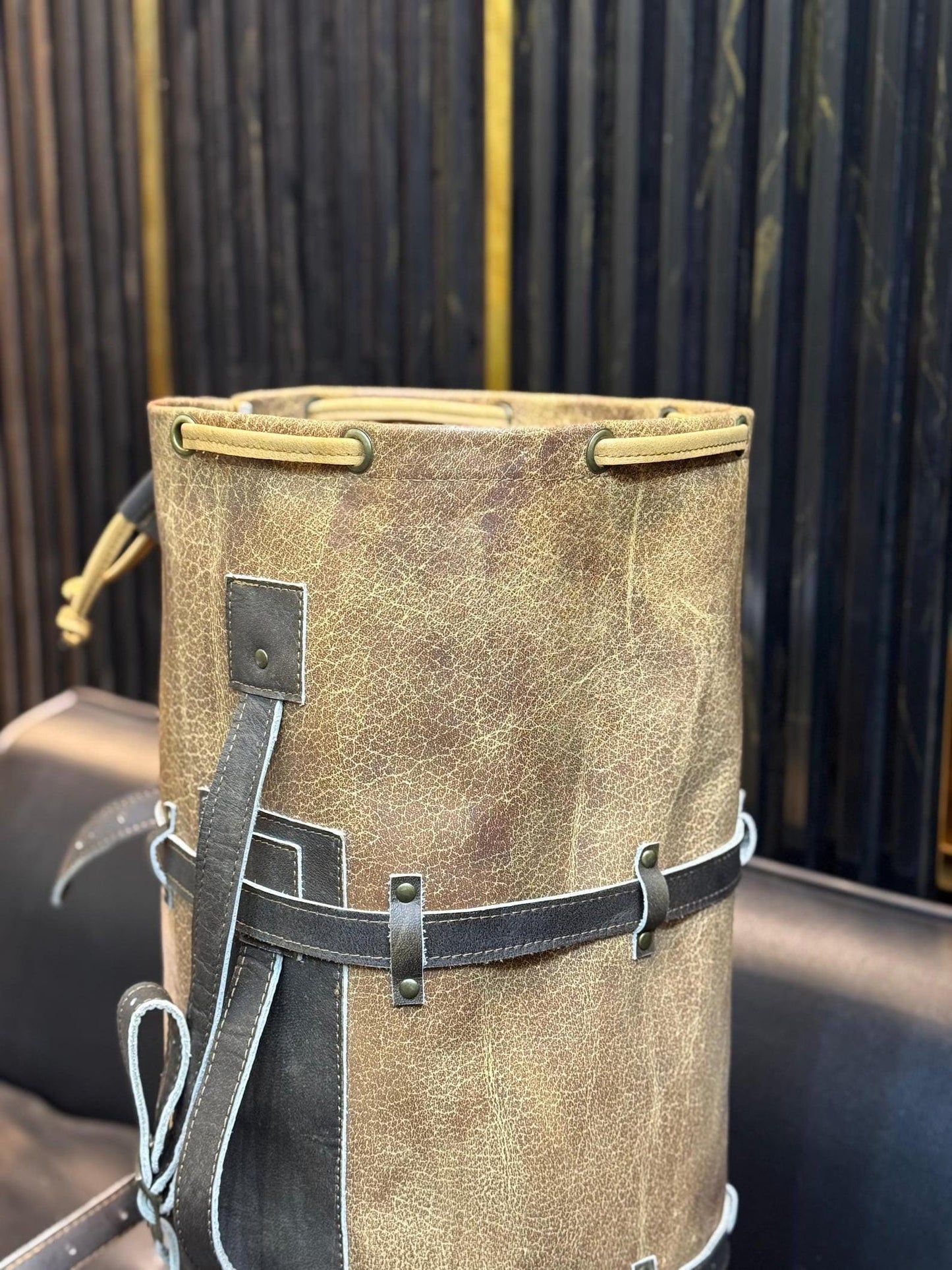 Handmade Buffed Top Grain Leather Motorcycle Duffle Bag, Biker Cabin Weekender Camping Bag