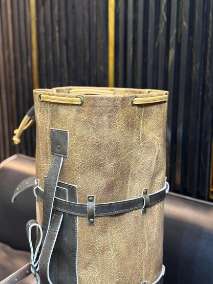 Handmade Buffed Top Grain Leather Motorcycle Duffle Bag, Biker Cabin Weekender Camping Bag