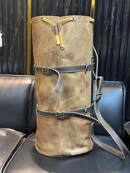 Handmade Buffed Top Grain Leather Motorcycle Duffle Bag, Biker Cabin Weekender Camping Bag