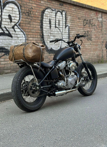 Handmade Buffed Top Grain Leather Motorcycle Duffle Bag, Biker Cabin Weekender Camping Bag