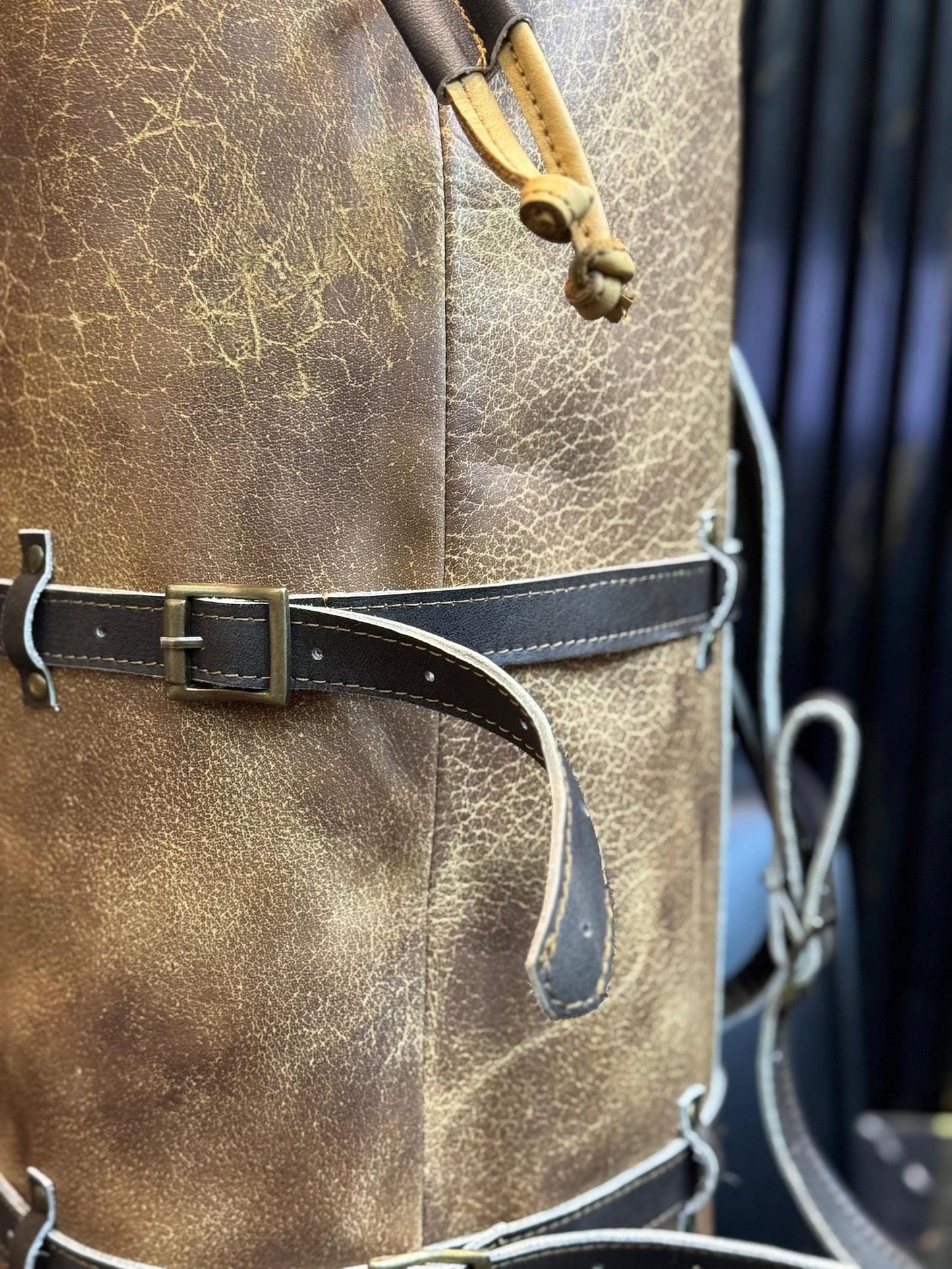 Handmade Buffed Top Grain Leather Motorcycle Duffle Bag, Biker Cabin Weekender Camping Bag