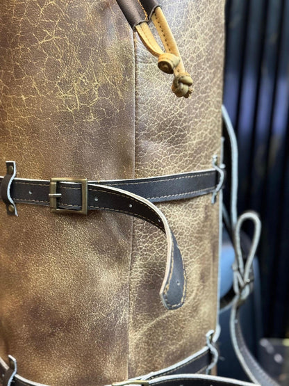 Handmade Buffed Top Grain Leather Motorcycle Duffle Bag, Biker Cabin Weekender Camping Bag