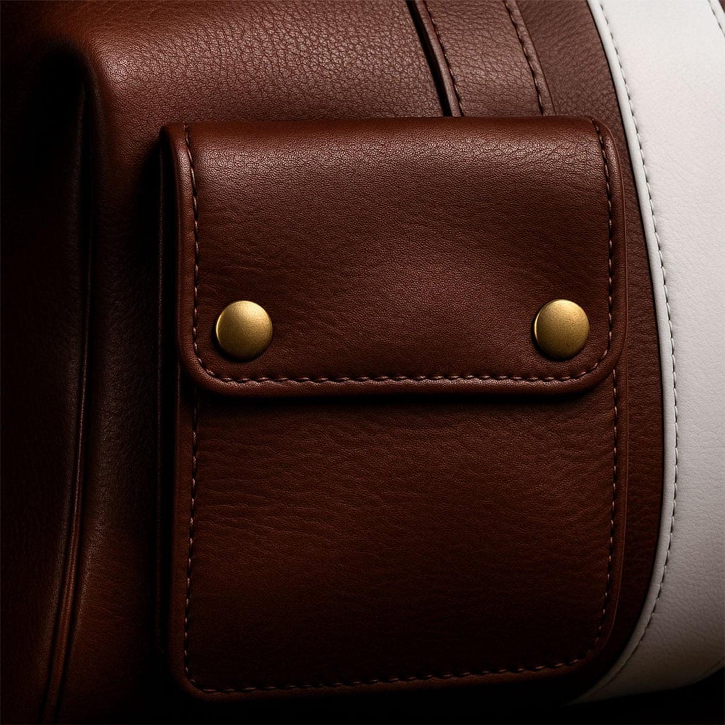 Retro Leather Duffle Bag, White Stripes, Handmade Weekender Gym Bag